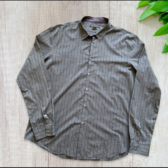 JOHN VARAVATOS STRIPED BUTTON-DOWN SHIRT - Picture 1 of 4